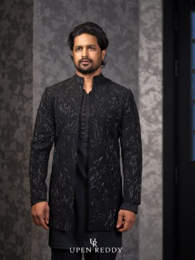 Black Embroidered sherwani Set